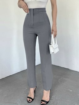 Zra Pileli Havuç Gri Pantolon