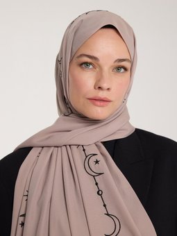 Nakış Siyah Şal Hilal Dokuma Vizon