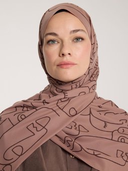 Pure Tone Kahve Şal Marjinal Desen Sütlükahve