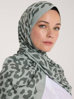 Pure Tone Koyu Şal Leopar Desen Çağla