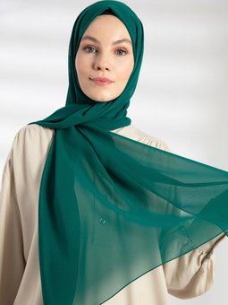 Şifon Zümrüt Yeşili Şal