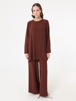 Aerobin Basic Tunik & Pantolon İkili Kahverengi Takım
