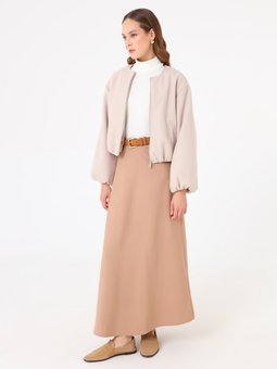 Gabardin Kumaş A Form Klasik Vizon Etek