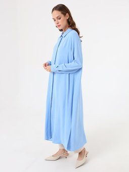 Mavi Gömlek Yaka Uzun Tunik