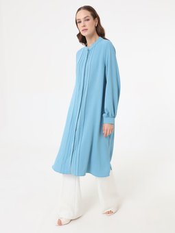 Önü Nervür Detaylı Aerobin Uzun Nil Yeşili Tunik