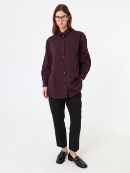 Poplin Kumaşlı Basic Bluz / Mürdüm Gömlek