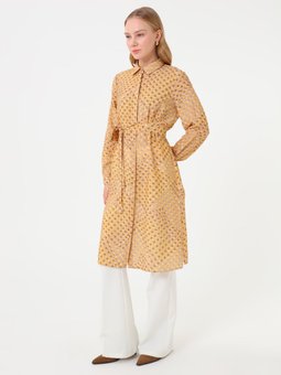 Puantiyeli Bağlamalı Sarı Tunik