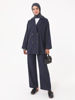 Yumuşak Tuşeli Ceket Pantolon İkili Lacivert Takım
