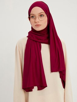 Likralı Penye Vişne Şal