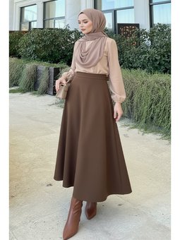 Scuba Kloş Kahverengi Etek