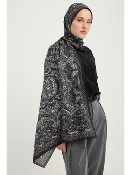 Ebedi Saraylar Siyah Vierra Desenli Viskon 70x190 Cm Şal