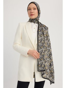 Etnik Bahar Siyah Aurora Desenli Janjan 70x190 Cm Şal