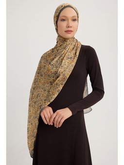 Etnik Bahar Yağ Yeşili Aurora Desenli Janjan 70x190 Cm Şal