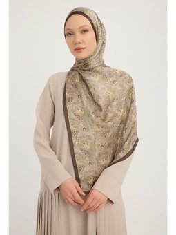 Etnik Bahar Yeşil Aurora Desenli Janjan 70x190 Cm Şal