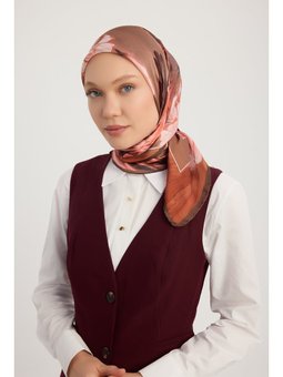 Gizli Bahçe Gül Kurusu Aurora Desenli Janjan 90x90 Cm Eşarp