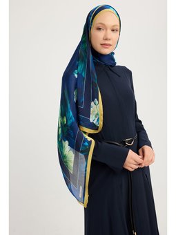 Gizli Bahçe Lacivert Aurora Desenli Janjan 70x190 Cm Şal