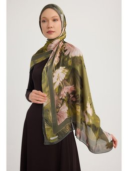 Gizli Bahçe Yeşil Aurora Desenli Janjan 70x190 Cm Şal
