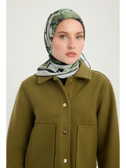 Özgür Fırçalar Haki Vierra Desenli Viskon 90x90 Cm Eşarp