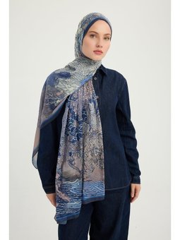 Sessiz Mevsimler Lacivert Efilia Desenli 70x190 Cm Şal