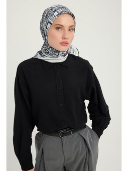 Yankılar Şehri İndigo Vierra Desenli Viskon 90x90 Cm Eşarp