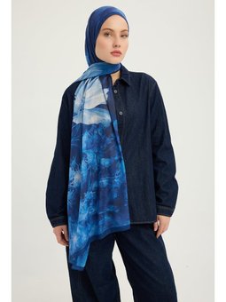 Zamansız Hayal Lacivert Efilia Desenli 70x190 Cm Şal