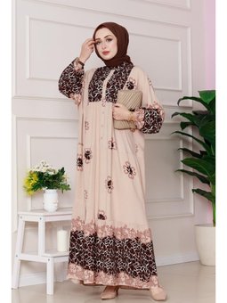 Leopar Desenli Robalı Viscon Vizon Elbise