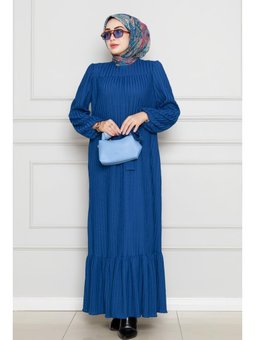 Robalı Sahra Mavi Elbise