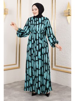 Bisiklet Yaka Viskon Mint Yeşili Elbise