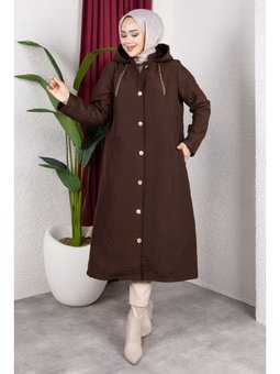 Boydan Düğmeli Kapitone Acı Kahve Kap