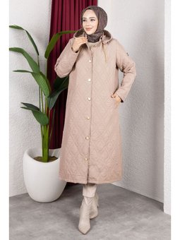 Boydan Düğmeli Kapitone Vizon Kap