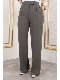 Cırt Kapamalı Yüksek Bel Palazzo Antrasit Pantolon