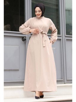 Hakim Yaka Beli Kuşaklı Elbise