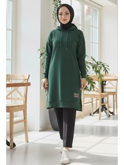 Armalı Vortex Yırtmaçlı Zumrut Tunik Zümrüt Yeşili