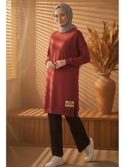Armalı Yırtmaç Detaylı Vortex Tunik Bordo