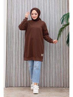 Armalı Yırtmaç Detaylı Vortex Tunik Kahve
