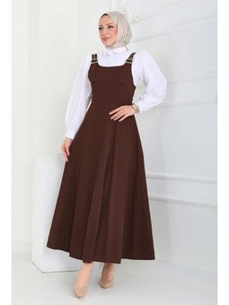 Askılı Gabardin Salopet Kahve