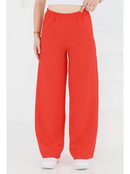 Beli Lastikli Salaş Pantolon Kırmızı