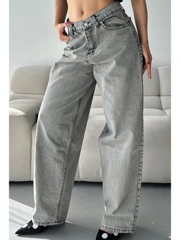 Bıyık Baggy Açık Kot Pantolon Açik Gri