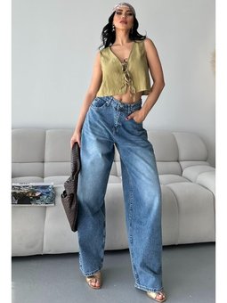 Bıyık Baggy Mavı Kot Pantolon Mavi