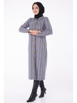 Düğmelı Grı Kap Gri