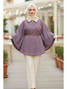 Fusya Zikzak Desenli Kemerli Pamço Fuşya