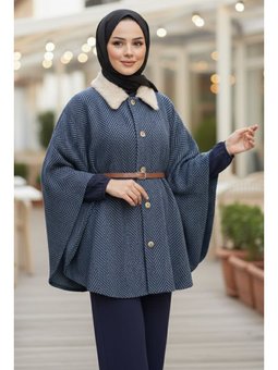 Indıgo Zikzak Desenli Kemerli Pamço İndigo