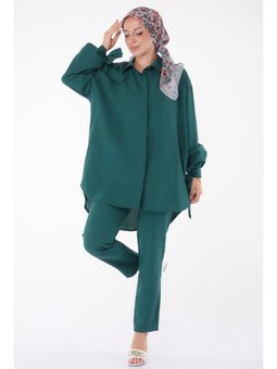 Kol Detaylı İkili Takım Zümrüt Yeşili