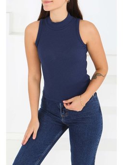 Lacıvert Sıfır Kol Kaşkorse Crop Lacivert