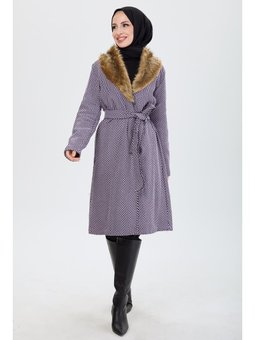 Lıla Kürklü Trenç Lila