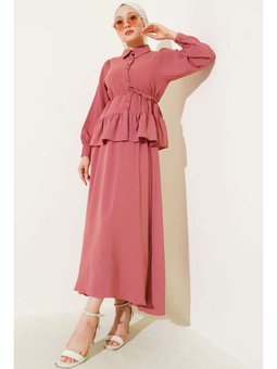 Ayrobin İp Bağcıklı Etekli İkili Pembe Takım