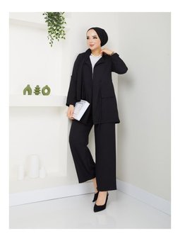 Ceketli Keten Siyah Takım