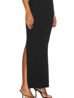 Siyah Uzun Yırtmaçlı İpek Jarse Astarlı Etek