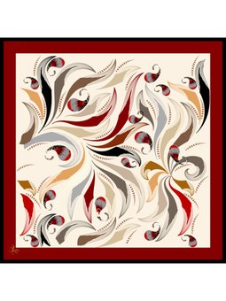 Abstract Desen Black Seri Twill Askısı İle Birlikte 90x90 Cm Kırmızı Siyah Eşarp