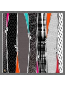 Abstract Desen Gold Seri Askısı İle Birlikte 90x90 Cm Gri Turuncu Eşarp